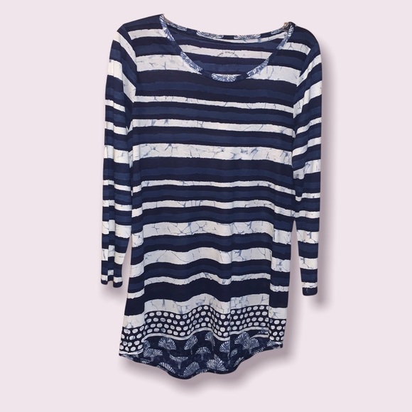🍀Lucky brand🍀, women’s tunic size M blue print w/marbling - Picture 2 of 5